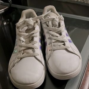 Girls Adidas white tennis shoes size 2